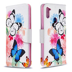 Leather Case Stands Fashionable Pattern Flip Cover Holder B01F for Samsung Galaxy M11 Colorful