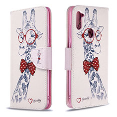 Leather Case Stands Fashionable Pattern Flip Cover Holder B01F for Samsung Galaxy M11 Pink
