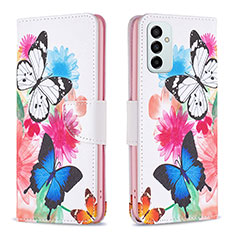 Leather Case Stands Fashionable Pattern Flip Cover Holder B01F for Samsung Galaxy M23 5G Colorful