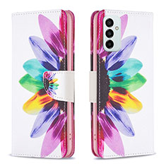 Leather Case Stands Fashionable Pattern Flip Cover Holder B01F for Samsung Galaxy M23 5G Mixed