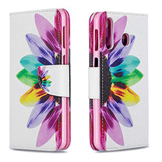 Leather Case Stands Fashionable Pattern Flip Cover Holder B01F for Samsung Galaxy M30 Mixed