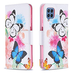 Leather Case Stands Fashionable Pattern Flip Cover Holder B01F for Samsung Galaxy M32 4G Colorful