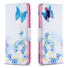 Leather Case Stands Fashionable Pattern Flip Cover Holder B01F for Samsung Galaxy M32 5G Blue