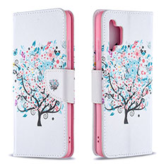 Leather Case Stands Fashionable Pattern Flip Cover Holder B01F for Samsung Galaxy M32 5G White