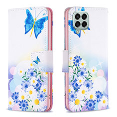 Leather Case Stands Fashionable Pattern Flip Cover Holder B01F for Samsung Galaxy M33 5G Blue
