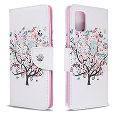 Leather Case Stands Fashionable Pattern Flip Cover Holder B01F for Samsung Galaxy M40S White