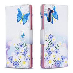 Leather Case Stands Fashionable Pattern Flip Cover Holder B01F for Samsung Galaxy Note 10 5G Blue
