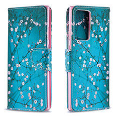 Leather Case Stands Fashionable Pattern Flip Cover Holder B01F for Samsung Galaxy Note 20 Ultra 5G Cyan