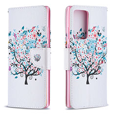 Leather Case Stands Fashionable Pattern Flip Cover Holder B01F for Samsung Galaxy Note 20 Ultra 5G White
