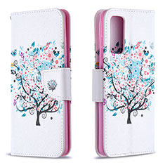 Leather Case Stands Fashionable Pattern Flip Cover Holder B01F for Samsung Galaxy S20 Lite 5G White