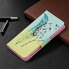 Leather Case Stands Fashionable Pattern Flip Cover Holder B01F for Samsung Galaxy S21 5G Cyan