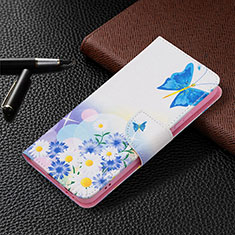 Leather Case Stands Fashionable Pattern Flip Cover Holder B01F for Samsung Galaxy S21 5G Sky Blue