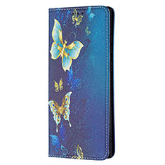 Leather Case Stands Fashionable Pattern Flip Cover Holder B01F for Samsung Galaxy S21 Ultra 5G Blue