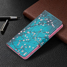 Leather Case Stands Fashionable Pattern Flip Cover Holder B01F for Samsung Galaxy S22 5G Blue