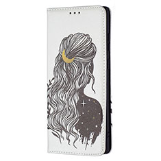 Leather Case Stands Fashionable Pattern Flip Cover Holder B01F for Samsung Galaxy S23 Ultra 5G Gray