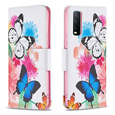 Leather Case Stands Fashionable Pattern Flip Cover Holder B01F for Vivo Y20 Colorful