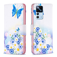 Leather Case Stands Fashionable Pattern Flip Cover Holder B01F for Xiaomi Mi 12T 5G Blue