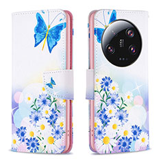 Leather Case Stands Fashionable Pattern Flip Cover Holder B01F for Xiaomi Mi 13 Ultra 5G Blue
