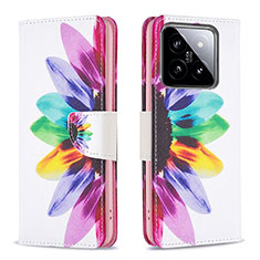 Leather Case Stands Fashionable Pattern Flip Cover Holder B01F for Xiaomi Mi 14 Pro 5G Mixed