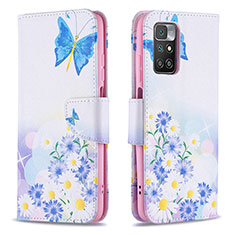 Leather Case Stands Fashionable Pattern Flip Cover Holder B01F for Xiaomi Redmi 10 (2022) Blue