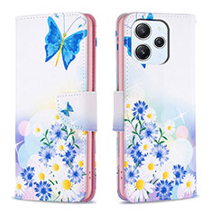 Leather Case Stands Fashionable Pattern Flip Cover Holder B01F for Xiaomi Redmi 12 4G Blue