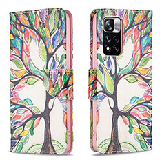 Leather Case Stands Fashionable Pattern Flip Cover Holder B01F for Xiaomi Redmi Note 11 Pro+ Plus 5G Green