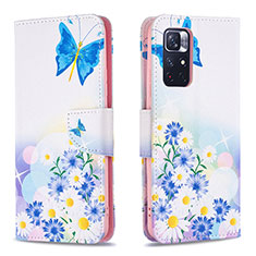 Leather Case Stands Fashionable Pattern Flip Cover Holder B01F for Xiaomi Redmi Note 11S 5G Blue