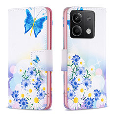 Leather Case Stands Fashionable Pattern Flip Cover Holder B01F for Xiaomi Redmi Note 13 5G Blue