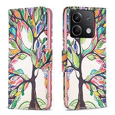 Leather Case Stands Fashionable Pattern Flip Cover Holder B01F for Xiaomi Redmi Note 13 5G Green