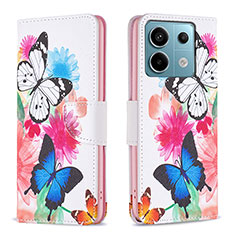 Leather Case Stands Fashionable Pattern Flip Cover Holder B01F for Xiaomi Redmi Note 13 Pro 5G Colorful