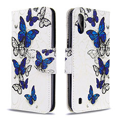 Leather Case Stands Fashionable Pattern Flip Cover Holder B03F for Samsung Galaxy A01 SM-A015 Sky Blue