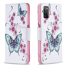 Leather Case Stands Fashionable Pattern Flip Cover Holder B03F for Samsung Galaxy A02s Colorful