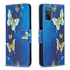 Leather Case Stands Fashionable Pattern Flip Cover Holder B03F for Samsung Galaxy A02s Sky Blue