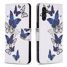 Leather Case Stands Fashionable Pattern Flip Cover Holder B03F for Samsung Galaxy A04s Blue