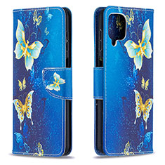 Leather Case Stands Fashionable Pattern Flip Cover Holder B03F for Samsung Galaxy A12 Nacho Sky Blue