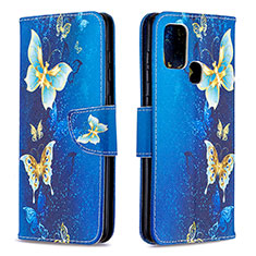 Leather Case Stands Fashionable Pattern Flip Cover Holder B03F for Samsung Galaxy A21s Sky Blue