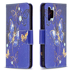 Leather Case Stands Fashionable Pattern Flip Cover Holder B03F for Samsung Galaxy A32 4G Navy Blue