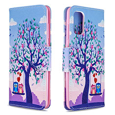 Leather Case Stands Fashionable Pattern Flip Cover Holder B03F for Samsung Galaxy A41 Clove Purple