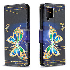 Leather Case Stands Fashionable Pattern Flip Cover Holder B03F for Samsung Galaxy A42 5G Black