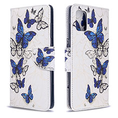 Leather Case Stands Fashionable Pattern Flip Cover Holder B03F for Samsung Galaxy A51 4G Blue