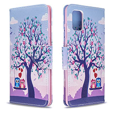 Leather Case Stands Fashionable Pattern Flip Cover Holder B03F for Samsung Galaxy A51 4G Clove Purple