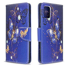 Leather Case Stands Fashionable Pattern Flip Cover Holder B03F for Samsung Galaxy A51 4G Navy Blue