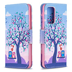 Leather Case Stands Fashionable Pattern Flip Cover Holder B03F for Samsung Galaxy A52 5G Clove Purple