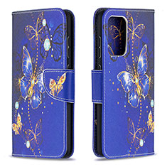 Leather Case Stands Fashionable Pattern Flip Cover Holder B03F for Samsung Galaxy A52 5G Navy Blue