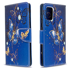 Leather Case Stands Fashionable Pattern Flip Cover Holder B03F for Samsung Galaxy A71 4G A715 Navy Blue