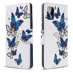 Leather Case Stands Fashionable Pattern Flip Cover Holder B03F for Samsung Galaxy A71 5G Blue