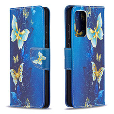 Leather Case Stands Fashionable Pattern Flip Cover Holder B03F for Samsung Galaxy A72 5G Sky Blue