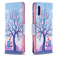 Leather Case Stands Fashionable Pattern Flip Cover Holder B03F for Samsung Galaxy M02 Clove Purple
