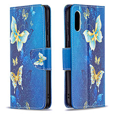 Leather Case Stands Fashionable Pattern Flip Cover Holder B03F for Samsung Galaxy M02 Sky Blue