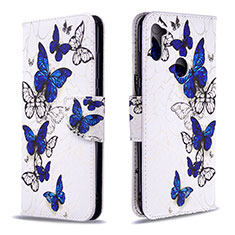 Leather Case Stands Fashionable Pattern Flip Cover Holder B03F for Samsung Galaxy M11 Blue